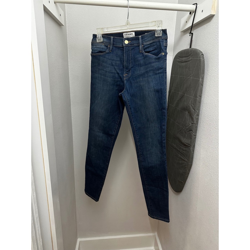 Frame Denim Le High Skinny Jeans Dark Indigo Blue High Rise Size 28 - Picture 1 of 6